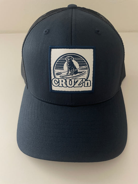 Cruz'n Navy Blue cotton twill based custom Trucker Hat